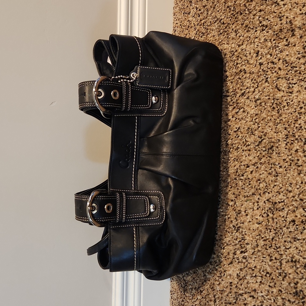 Black leather Coach purse